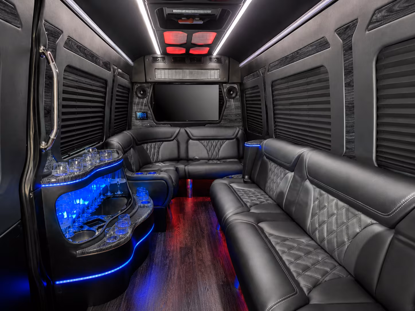 cleveland 28 passenger party bus interior